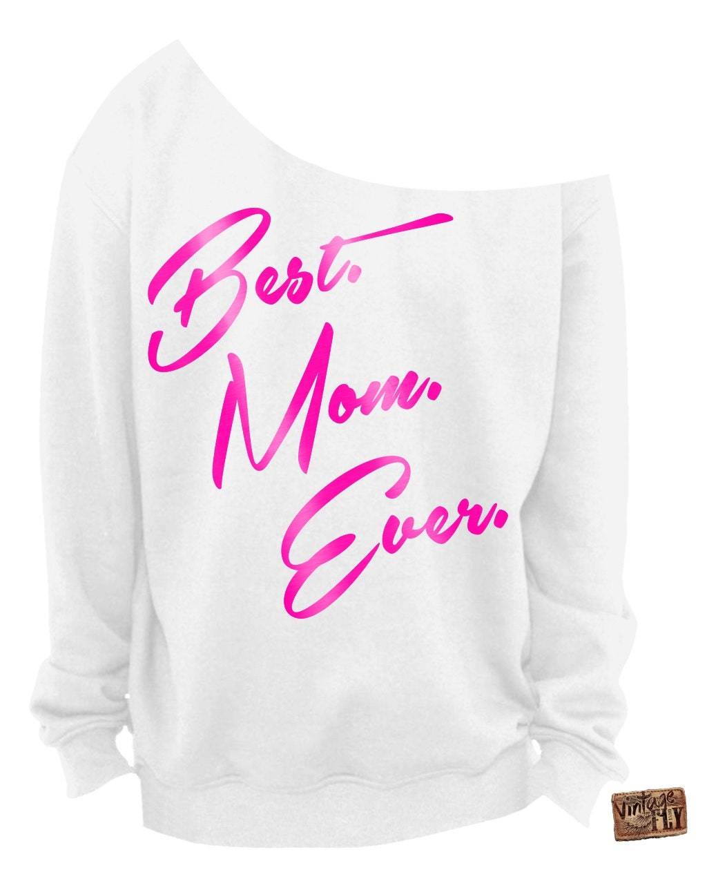 Geschenk Für Mütter Tag - Beste Mama Überhaupt Damen Slouchy Sweatshirt Off The Shoulder Folie Abdrücke S, M, Lg, Xl, Xxl, Xxxl von Vintageflyclothingco