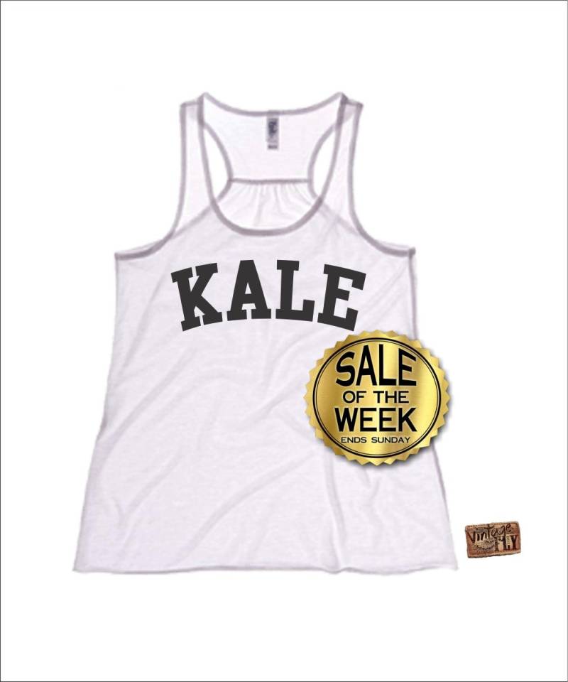Kale Racerback Tank Top - Flawless Kuchen Durch Das Pfund Damen Flowy Racerback Ich Wachte So Yoga Lustig Strand von Vintageflyclothingco