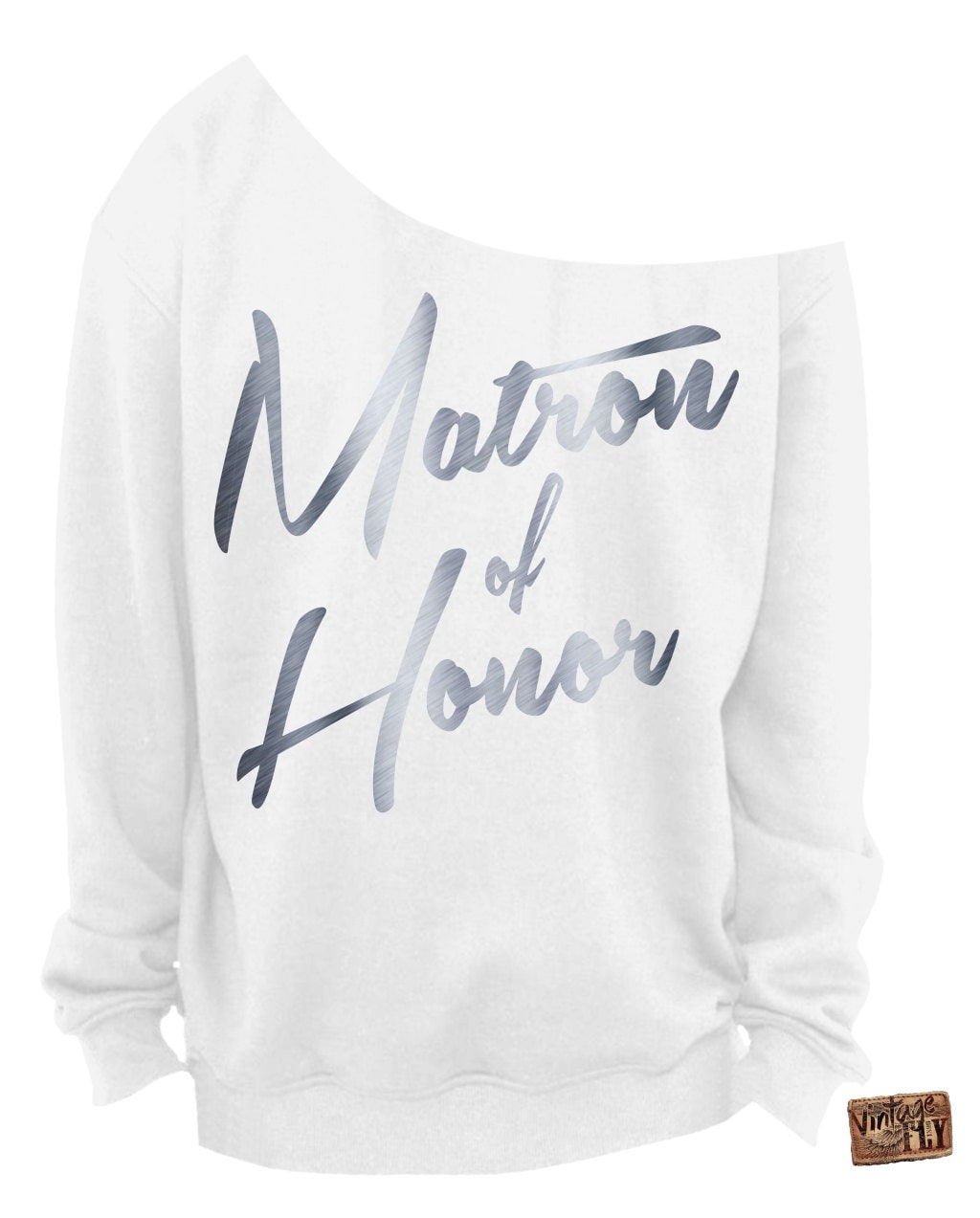 Matron Von Honor Sweat - Brautdusche Geschenk Damen Slouchy Sweatshirt Off The Shoulder Weiß W/Folie Aufdrucke S Xxxl von Vintageflyclothingco