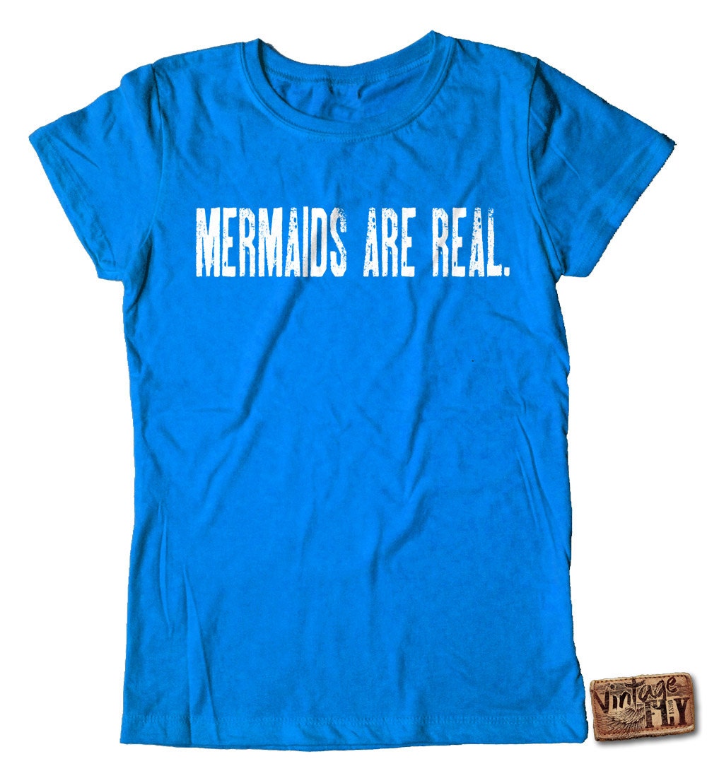 Meerjungfrauen Sind Echte Jugend-T-stück in Den Größen S-xl von Vintageflyclothingco