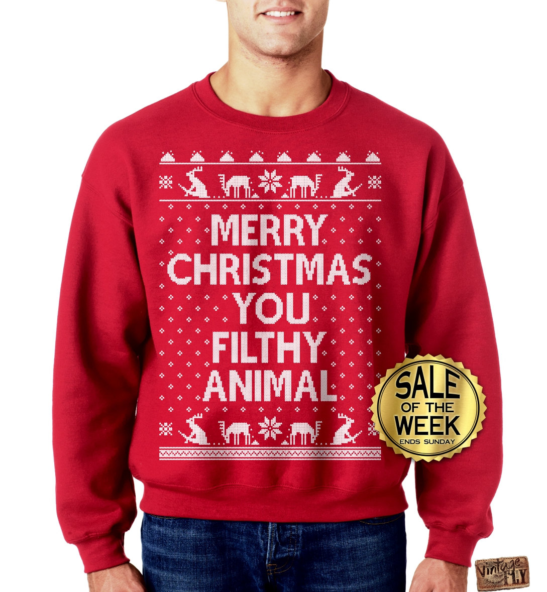 Merry Christmas You Schmutziges Tier - Weihnachtspullover Unisex Crewneck Sweatshirt Weihnachts S, M, Lg, Xl, Xxl, Xxxl von Vintageflyclothingco