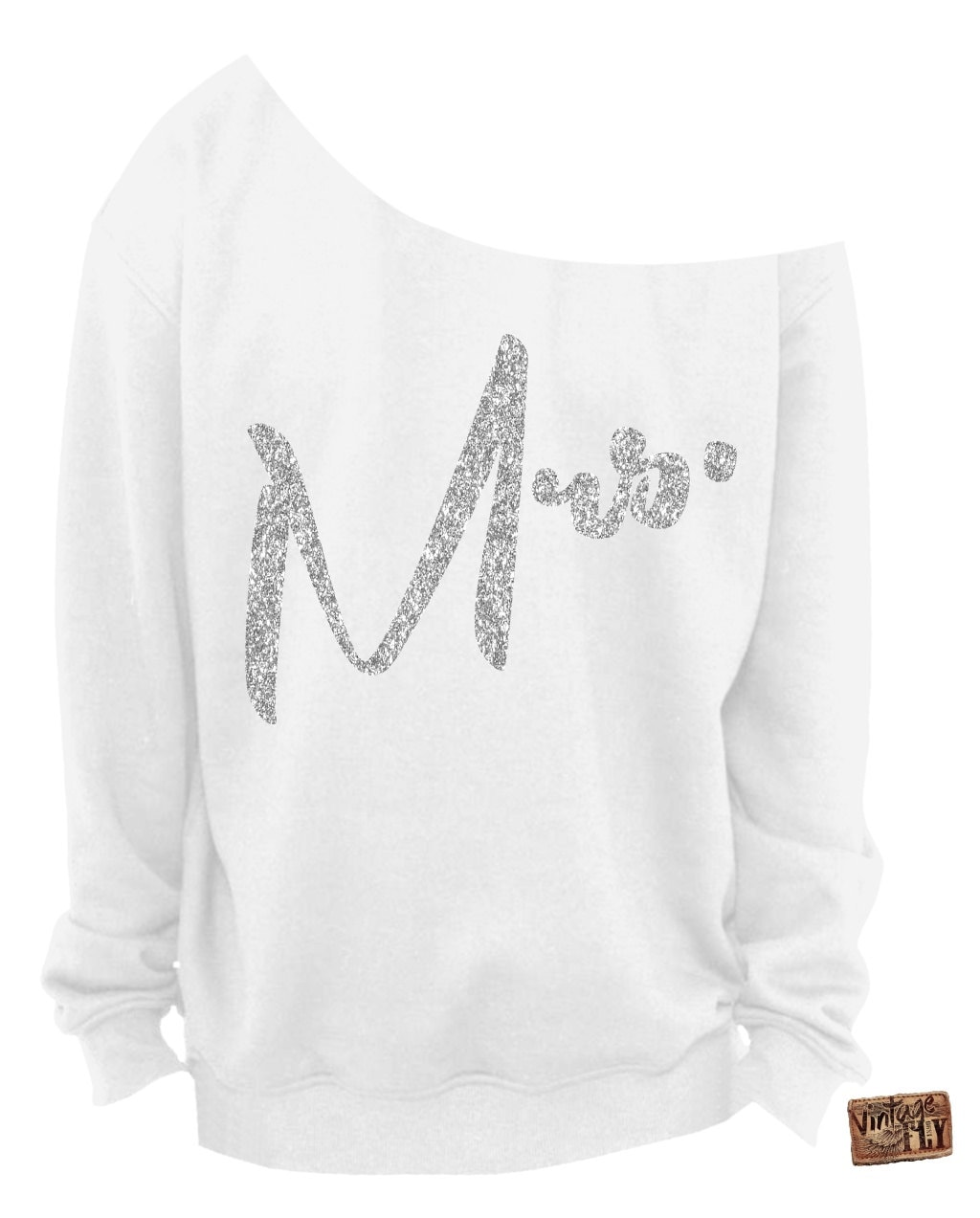 Mrs Sweatshirt - Braut Shower Geschenk Damen Slouchy Off The Shoulder Shirt Glitzerabdrücke S, M, Lg, Xl, Xxl, Xxxl von Vintageflyclothingco