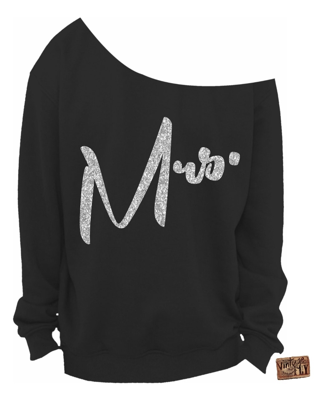 Mrs. Sweatshirt - Hochzeitsgeschenk Damen Slouchy Off The Shoulder Shirt Glitzerabdrücke S, M, Lg, Xl, Xxl, Xxxl von Vintageflyclothingco
