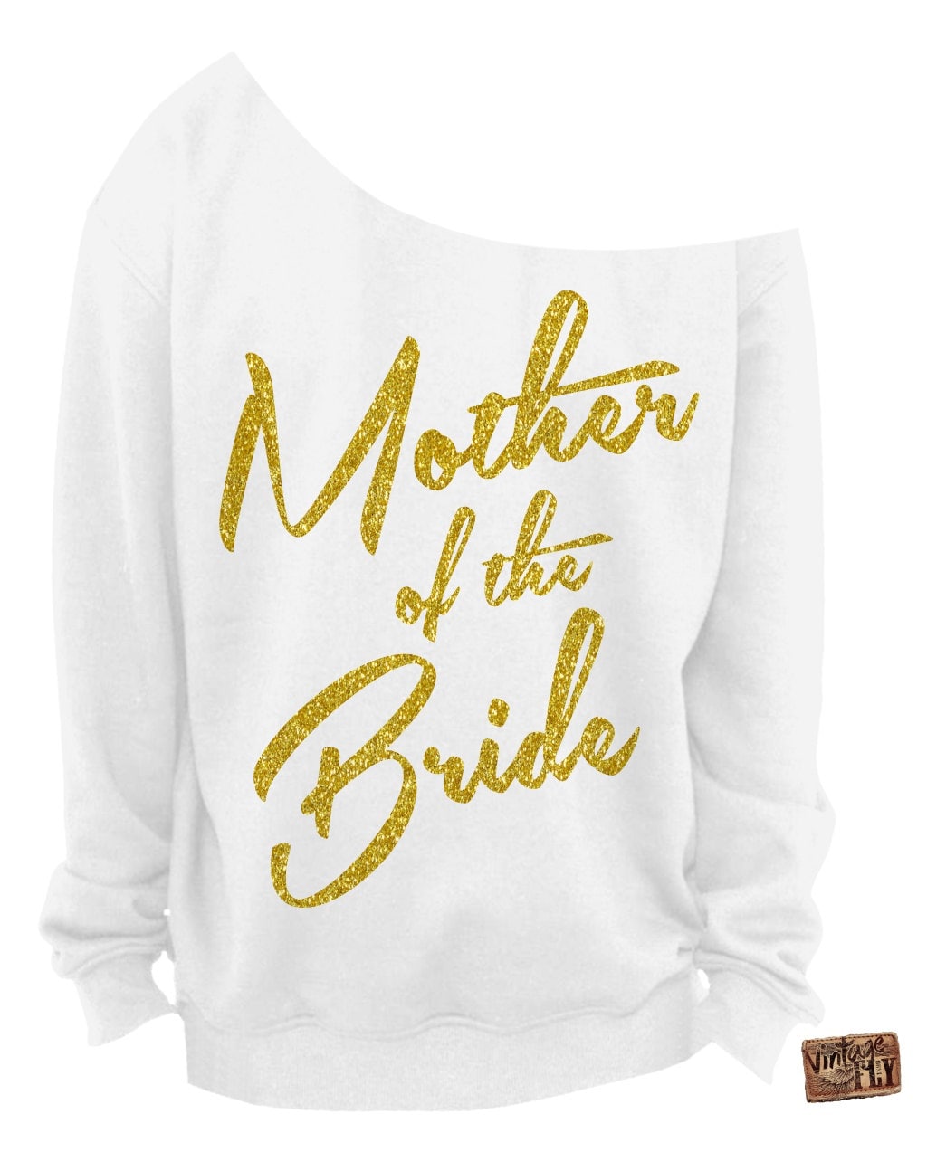 Mutter Der Braut - Braut Shower Geschenk Damen Slouchy Sweatshirt Off The Shoulder Shirt Glitzerabdrücke S, M, Lg, Xl, Xxl, Xxxl von Vintageflyclothingco