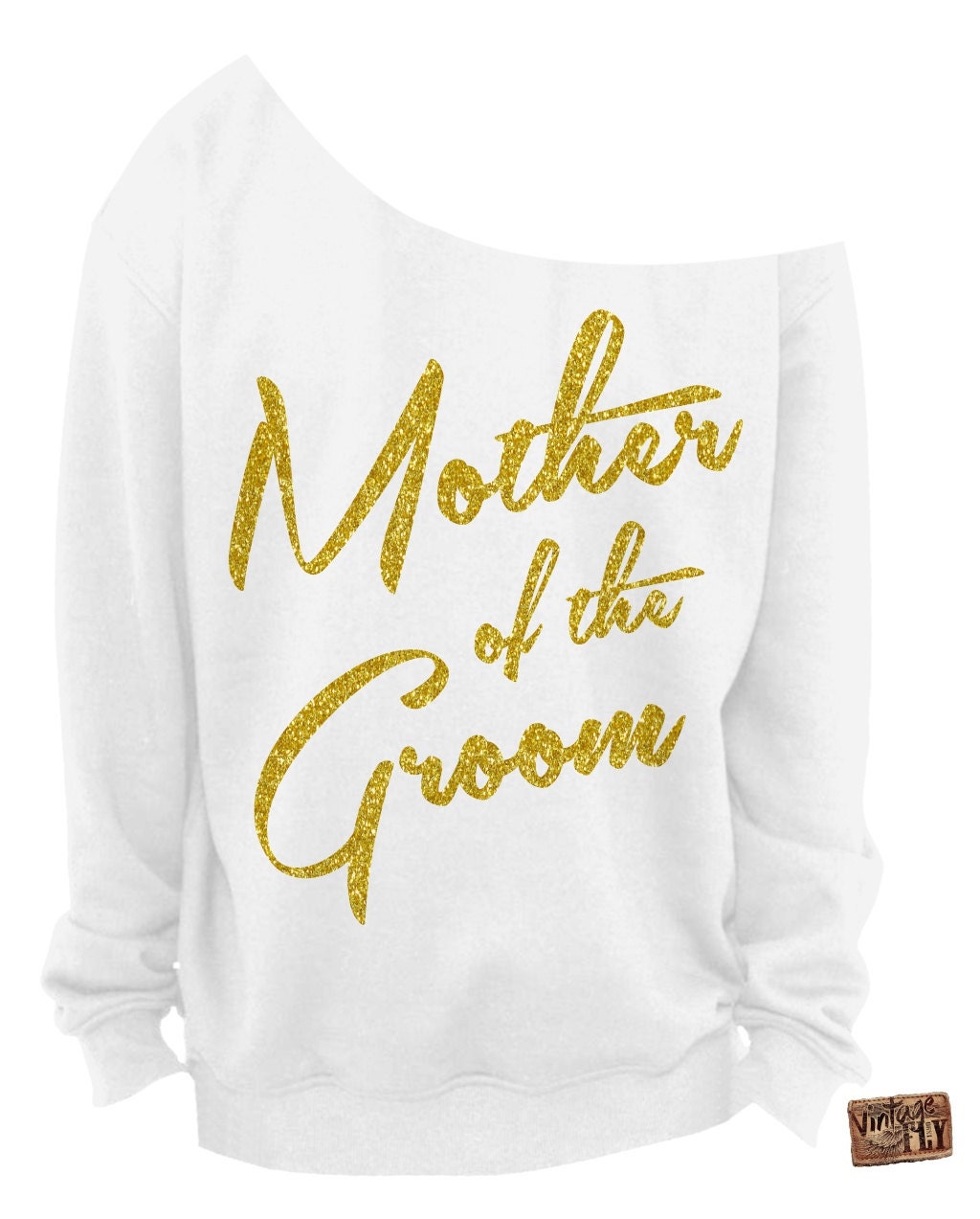 Mutter Des Bräutigam - Bridal Dusche Geschenk Damen Slouchy Sweatshirt Off The Shoulder Shirt Glitter Aufdrucke S, M, Lg, Xl, Xxl, Xxxl von Vintageflyclothingco