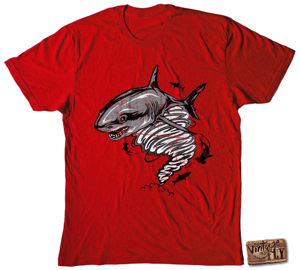 Sharknado Vintage Distressed Men Es Fashion Feel Tshirt - Größen S, M, Lg, Xl, Xxl von Vintageflyclothingco