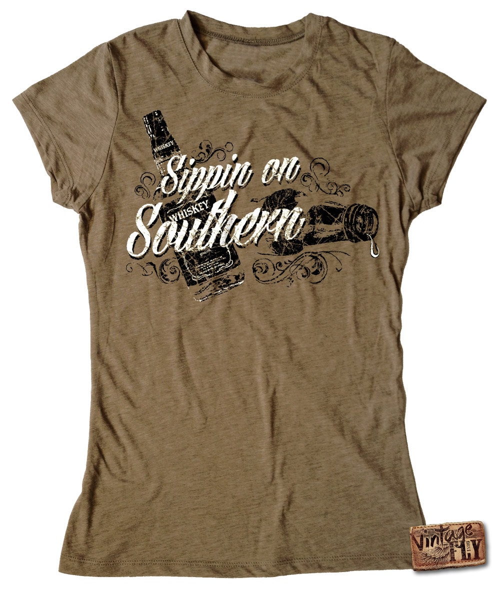 Sippin Am Südlichen Damen T-Shirt in Den Größen S-xxl von Vintageflyclothingco