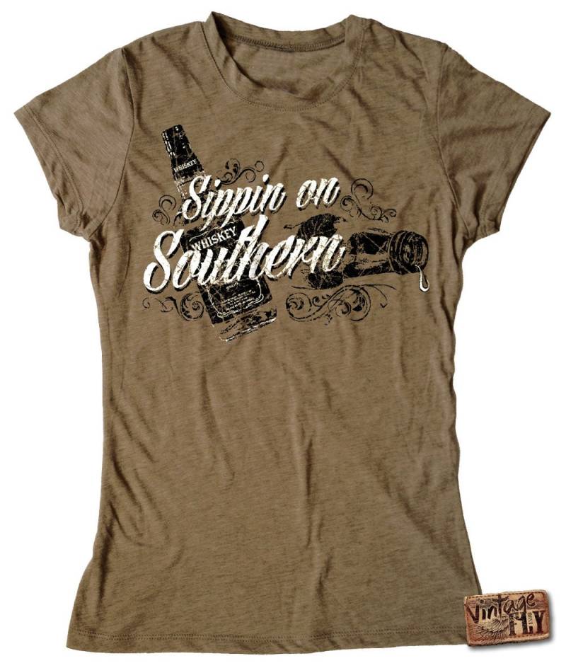 Sippin Am Südlichen Damen T-Shirt in Den Größen S-xxl von Vintageflyclothingco