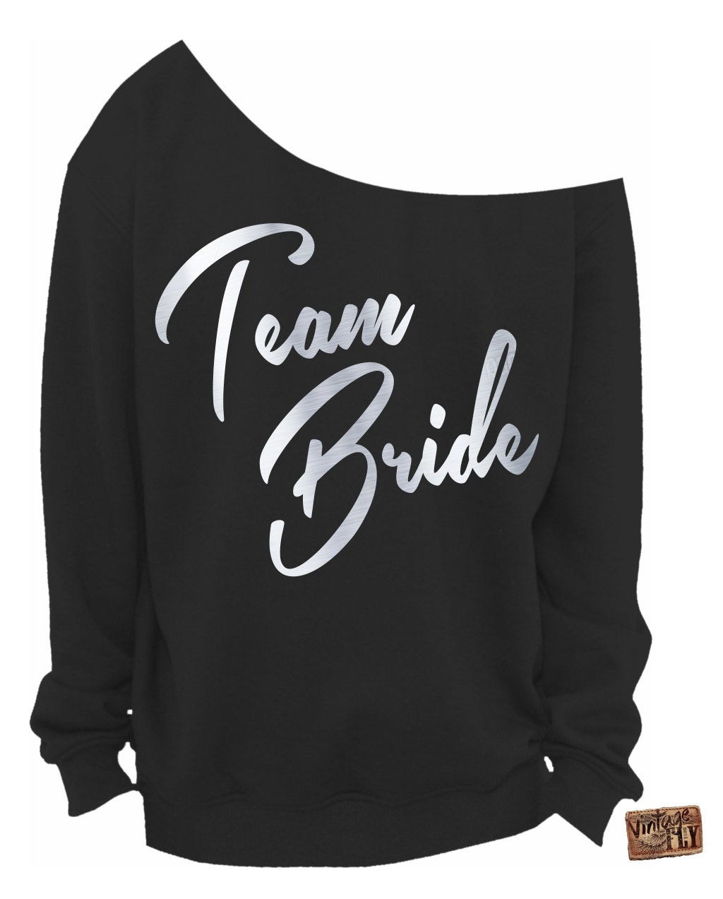 Team Bride Sweatshirt - Damen Slouchy Sweatshirt Off The Shoulder Braut Shower Geschenk Folienabdrücke S, M, Lg, Xl, Xxl, Xxxl von Vintageflyclothingco