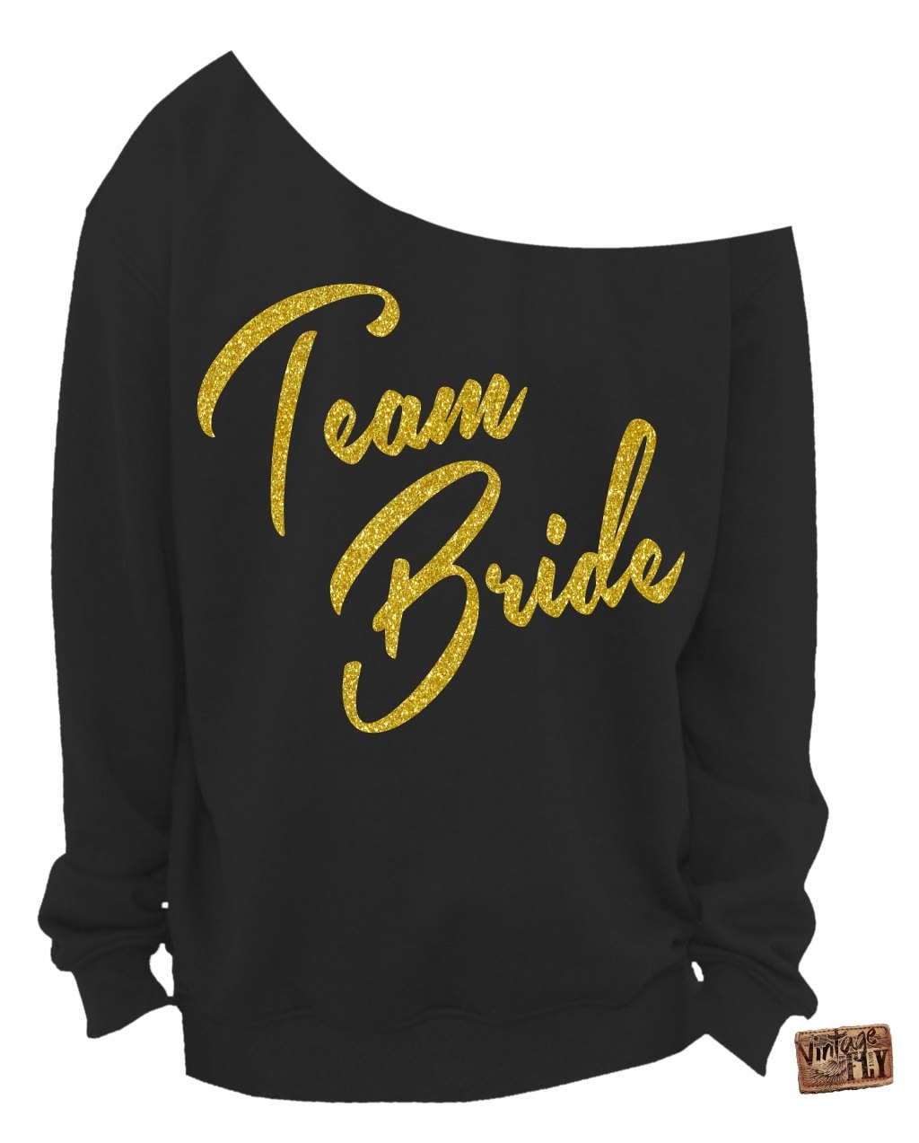 Team Bride Sweatshirt - Hochzeitsgeschenk Damen Slouchy Off The Shoulder Shirt Glitzerabdrücke S, M, Lg, Xl, Xxl, Xxxl von Vintageflyclothingco