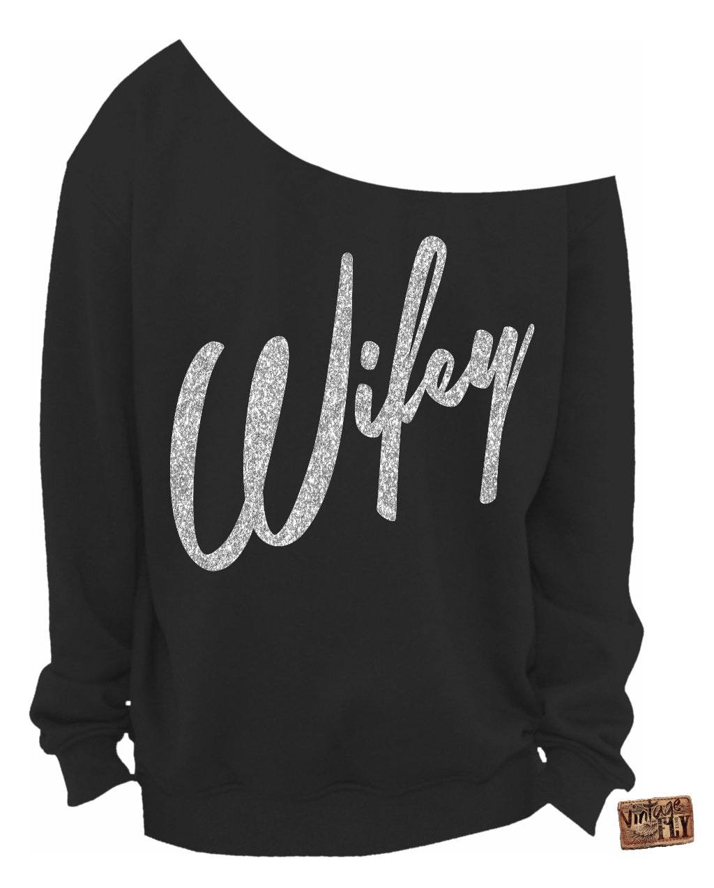 Wifey Shirt - Braut Shower Geschenk Damen Slouchy Sweatshirt Off The Shoulder Shirt Glitzerabdrücke S, M, Lg, Xl, Xxl, Xxxl von Vintageflyclothingco