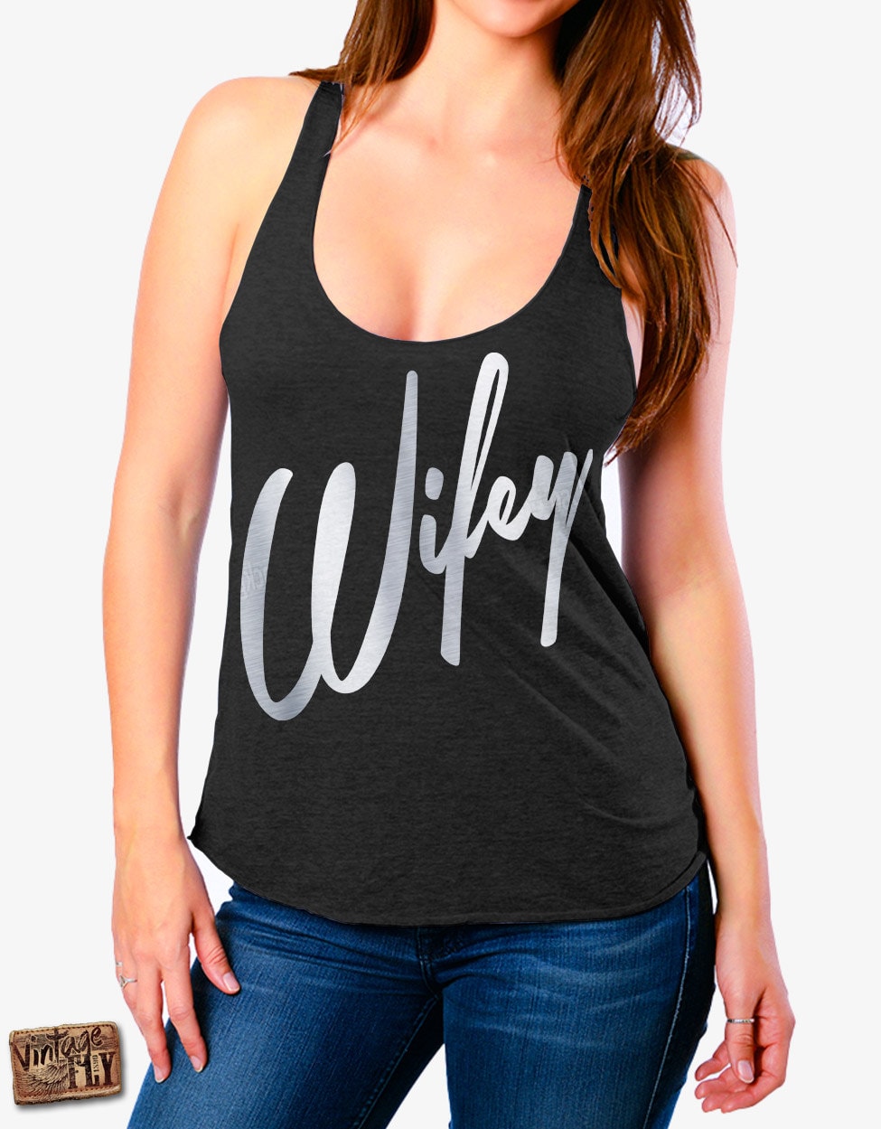 Wifey Tank Top - Racerback Wifey Tank Shirt Tri Blend Racer Zurück Silber Folie Abdrücke Viele Farboptionen-Größen Xs-Xl von Vintageflyclothingco