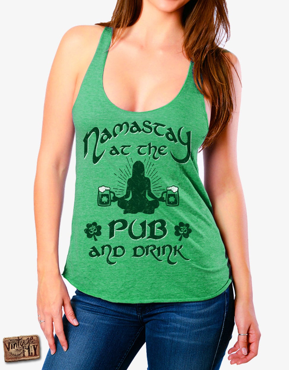 st Patricks Day Shirt - Damen Tri Blend Racerback Tank Top Namastay At The Pub & Drink Parade Shirt Xs Xxl von Vintageflyclothingco
