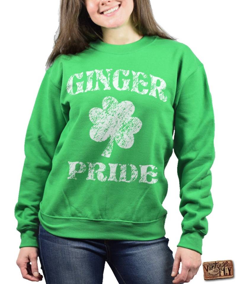 st Patricks Day Shirt - Ingwer Pride Crewneck Sweatshirt Irish Shirt Damen Shamrock in Green S-3x von Vintageflyclothingco