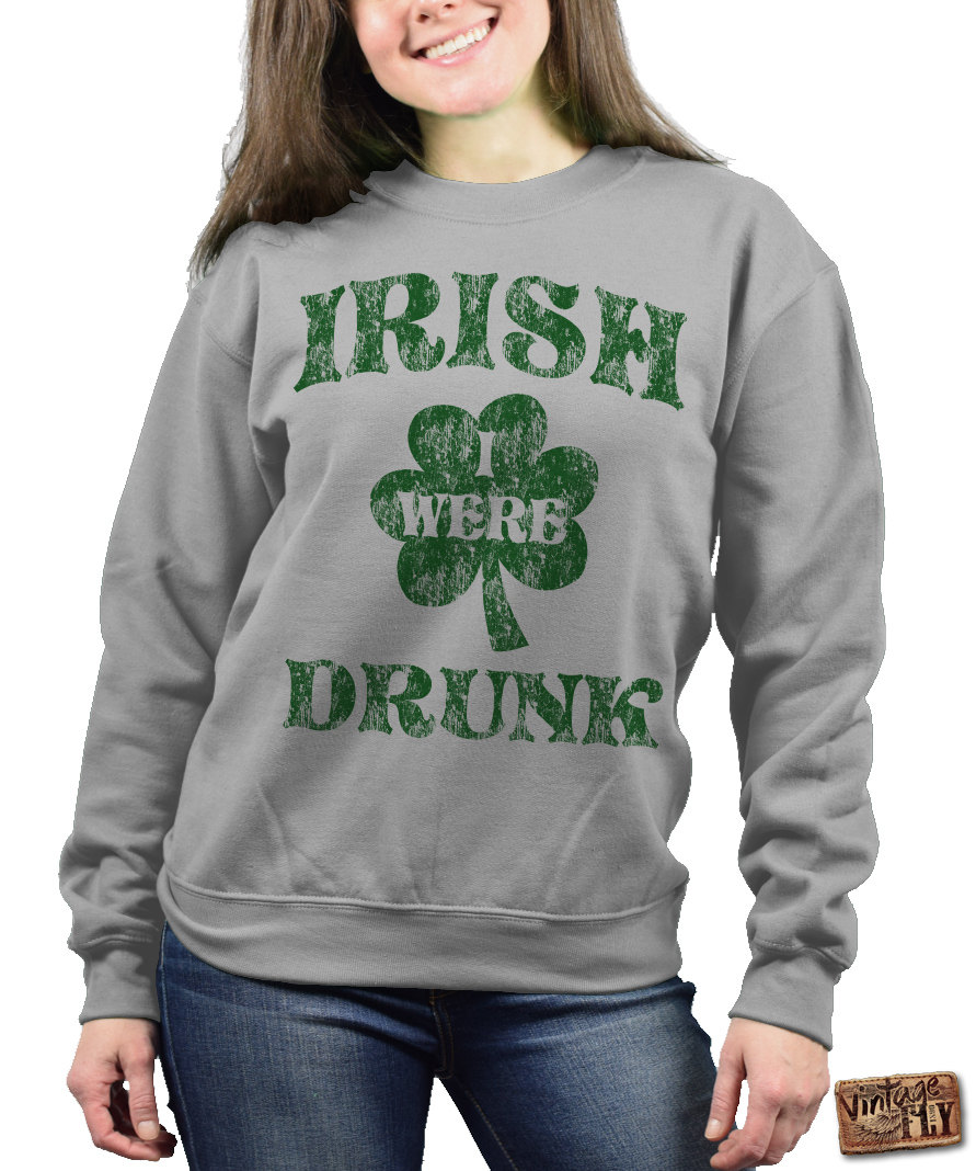 st Patricks Day Sweatshirt - Irish I Was Drunk Shirt Damen Crewneck Pullover Green, Sport Grey, & White S 3x von Vintageflyclothingco