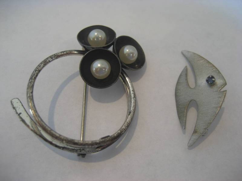 2 Vintage Broschen, Estate Beau Sterling Silber Brosche Und A & Z von Vintagegini