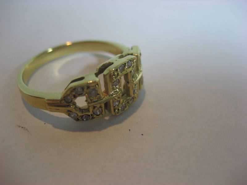 Schöner Brauch Aus 18K Solid Gold Und Echten Diamanten Ring Verkrustet Wort Gottes von Vintagegini