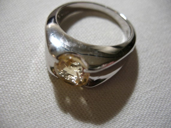 Ovaler Citrin & 925 Sterling Silber Ring, Grösse 9 von Vintageisnow