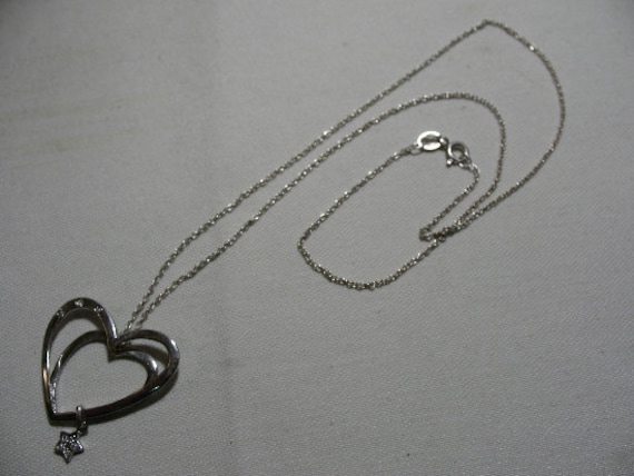Vintage Doppel Herz Sterling Silber Anhänger Halskette von Vintageisnow