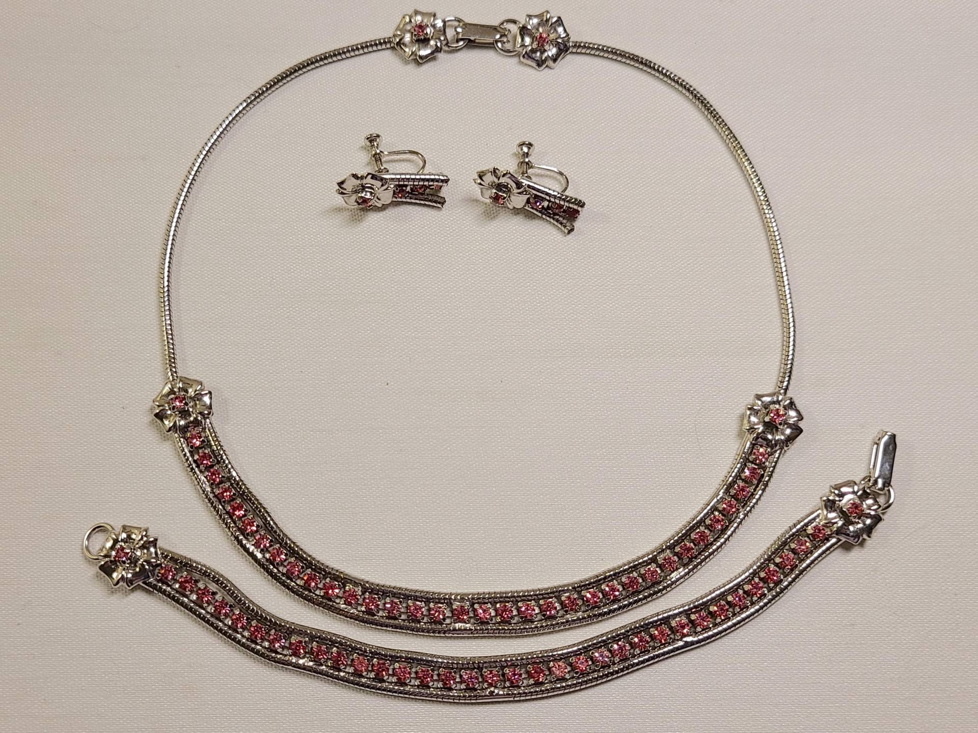 Vintage Signierte Raphael Sterling Silber & Strass Schmuck 3-Teilig von Vintageisnow
