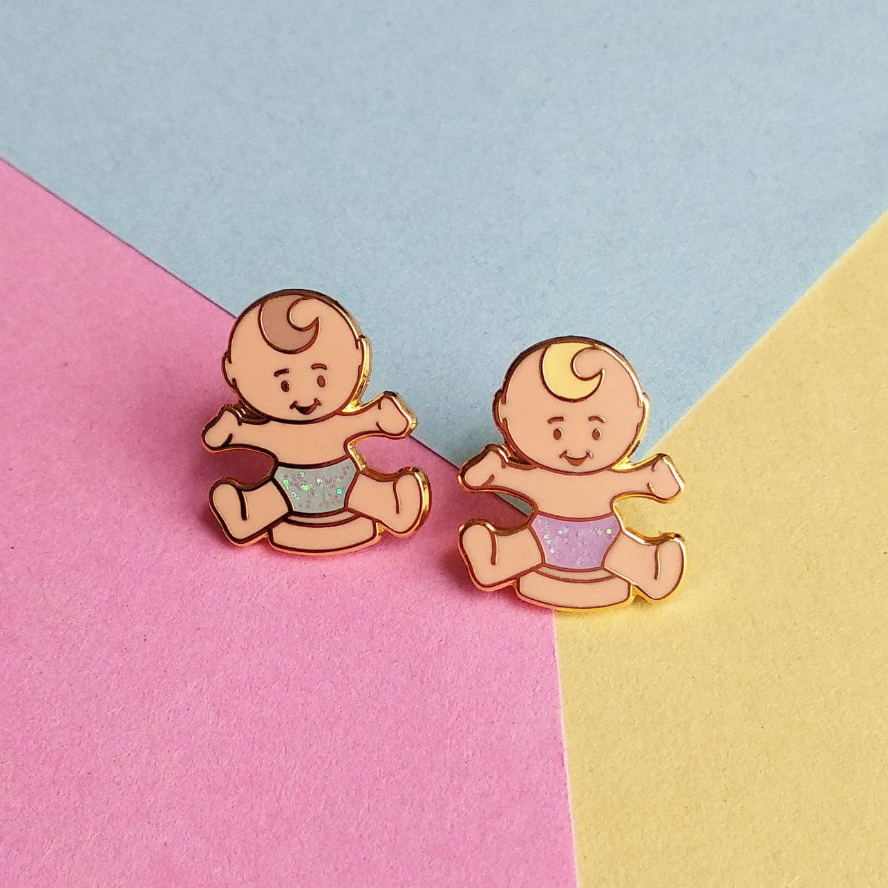 Baby - Polly Pocket Babys Hart-Emaille-Anstecknadeln Mint, Flieder Oder Im 2Er-Pack von Vintagemlife