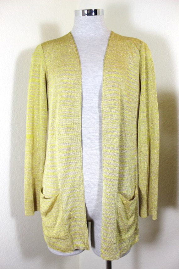 Missoni Glitzernde Gold Gelb Rayon Cupro Strickjacke Jacke Gr. 44 6 7 8 von Vintages727