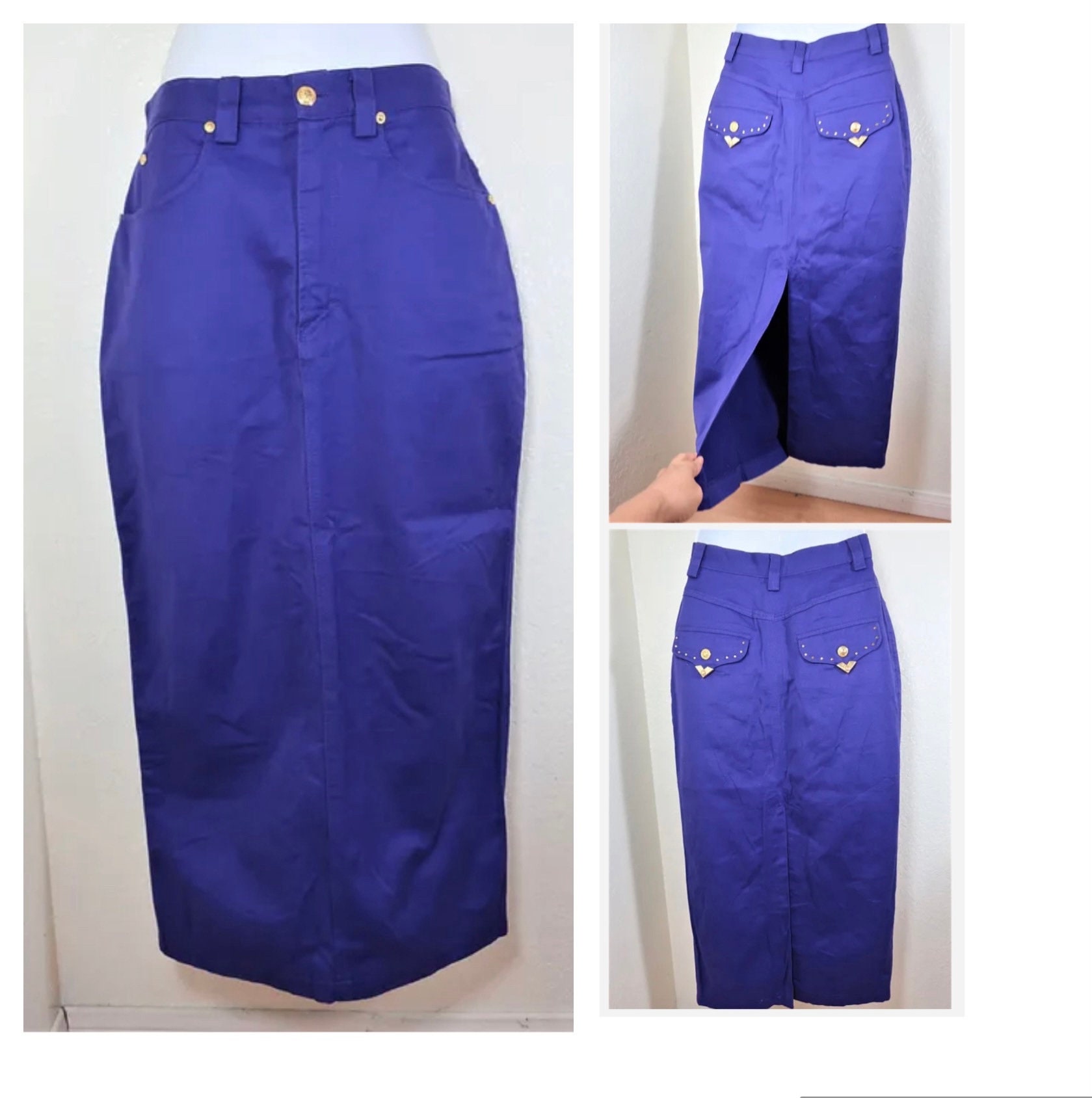 Vintage Gianni Versace Navy Blau Lange Hiphop Hohe Taille Bleistift Rock Sunburst 30 44 Medium 7 8 Vintage Gianni Versace Navy Blau Lange Hiphop Hohe Taille Bleistift Rock Sunburst 30 44 Medium 7 8 von Vintages727