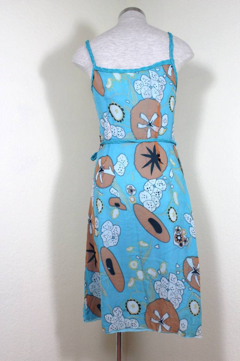 Vintage Moschino Hellblaues Bedrucktes Spaghettiträger-Kleid Med. 6 7 8 von Vintages727