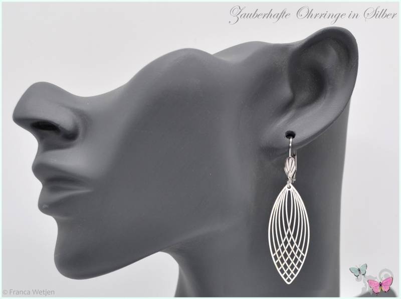 Ohrhänger Ohrringe Blatt Silber Dünn Filigran Leicht Metall Hängeohrringe Boho Verschließbar Edelstahl von VintagestyleEarrings