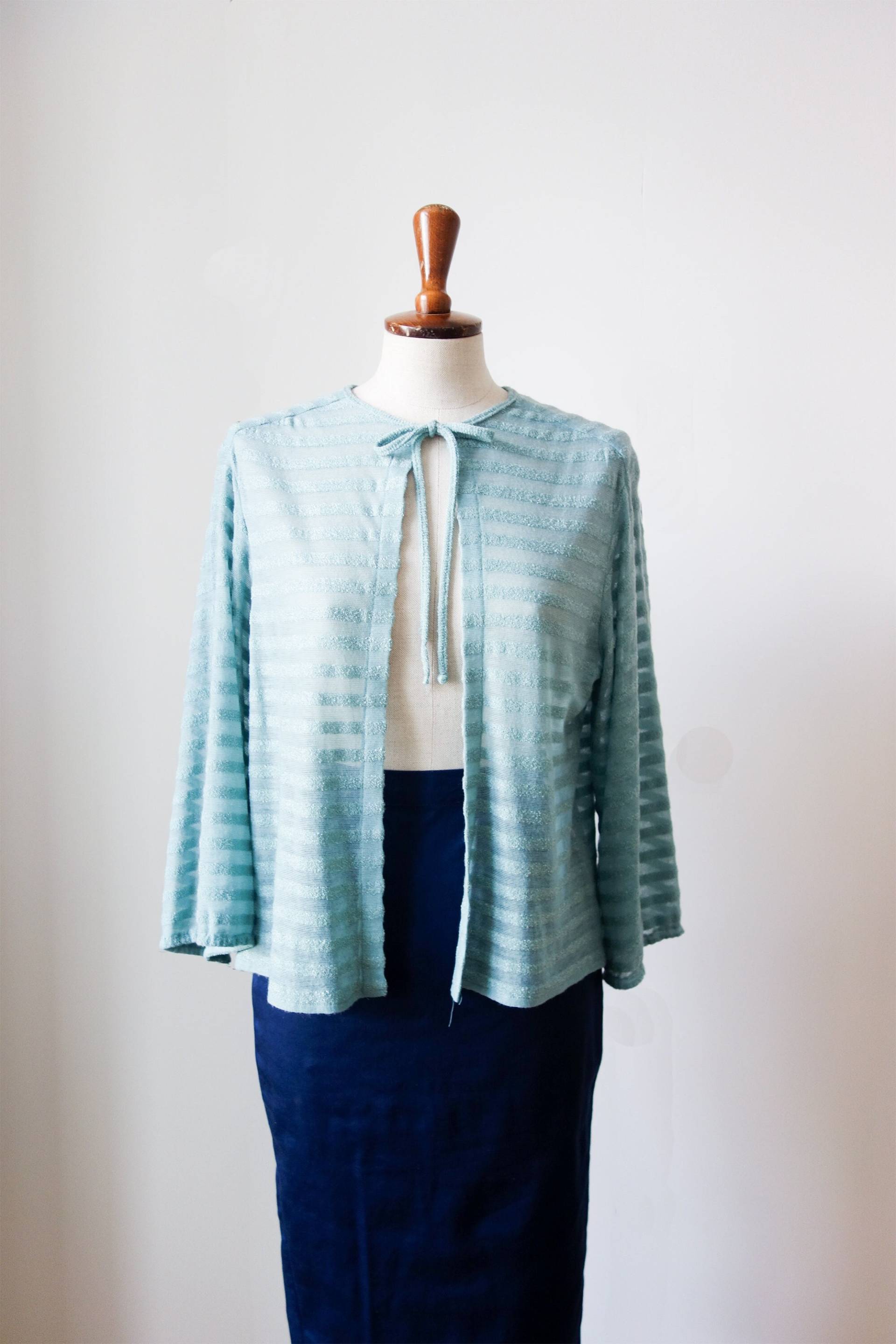 Blaugraue Strickweste, 80Er Jahre, True Vintage von VintageundRosenroth