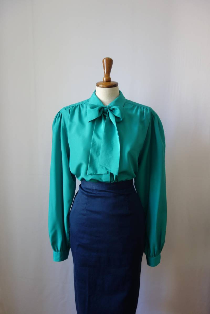 Bluse Mit Schluppe, 80Er Jahre, True Vintage von VintageundRosenroth