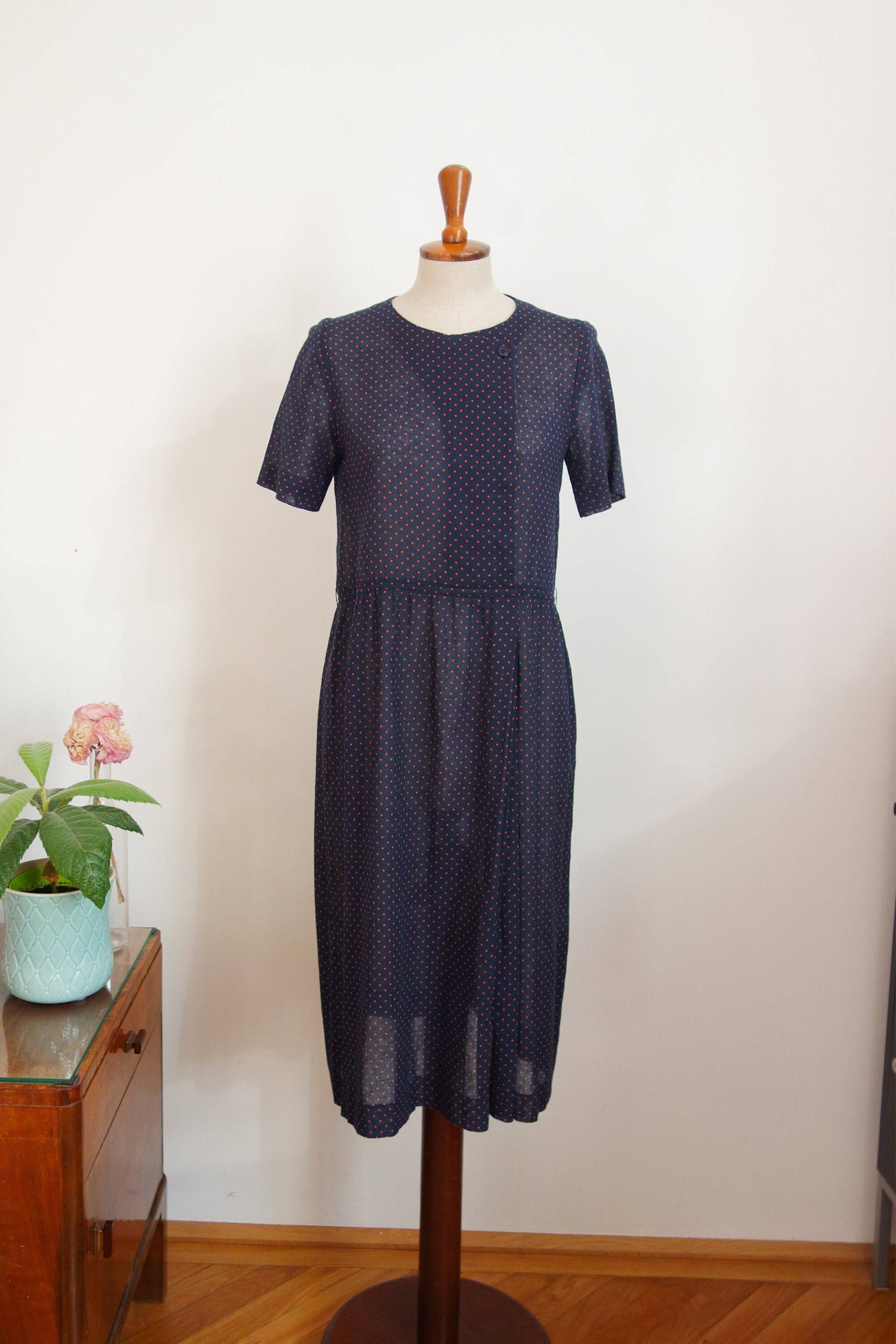 Gepunktetes 80Er Jahre Kleid in Blau von VintageundRosenroth