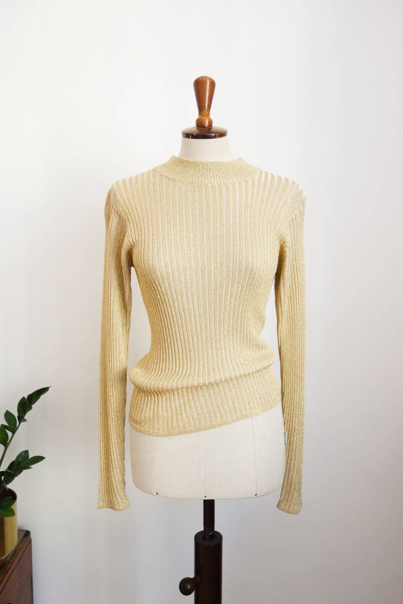 Gold Metallic Pullover, 70Er Jahre von VintageundRosenroth