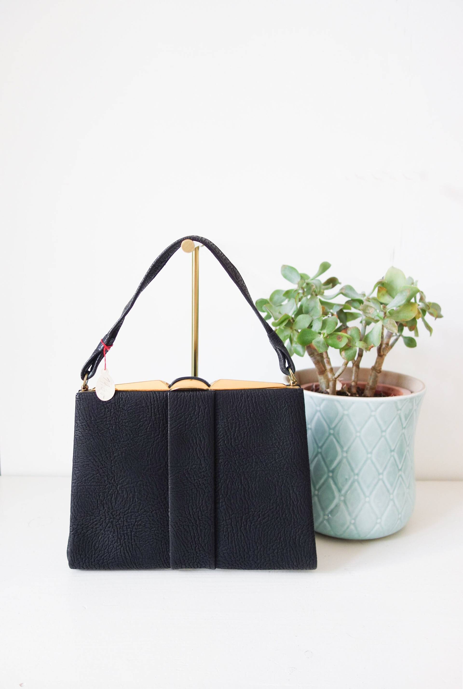 Neu Schwarze Ledertasche, 30Er Jahre von VintageundRosenroth