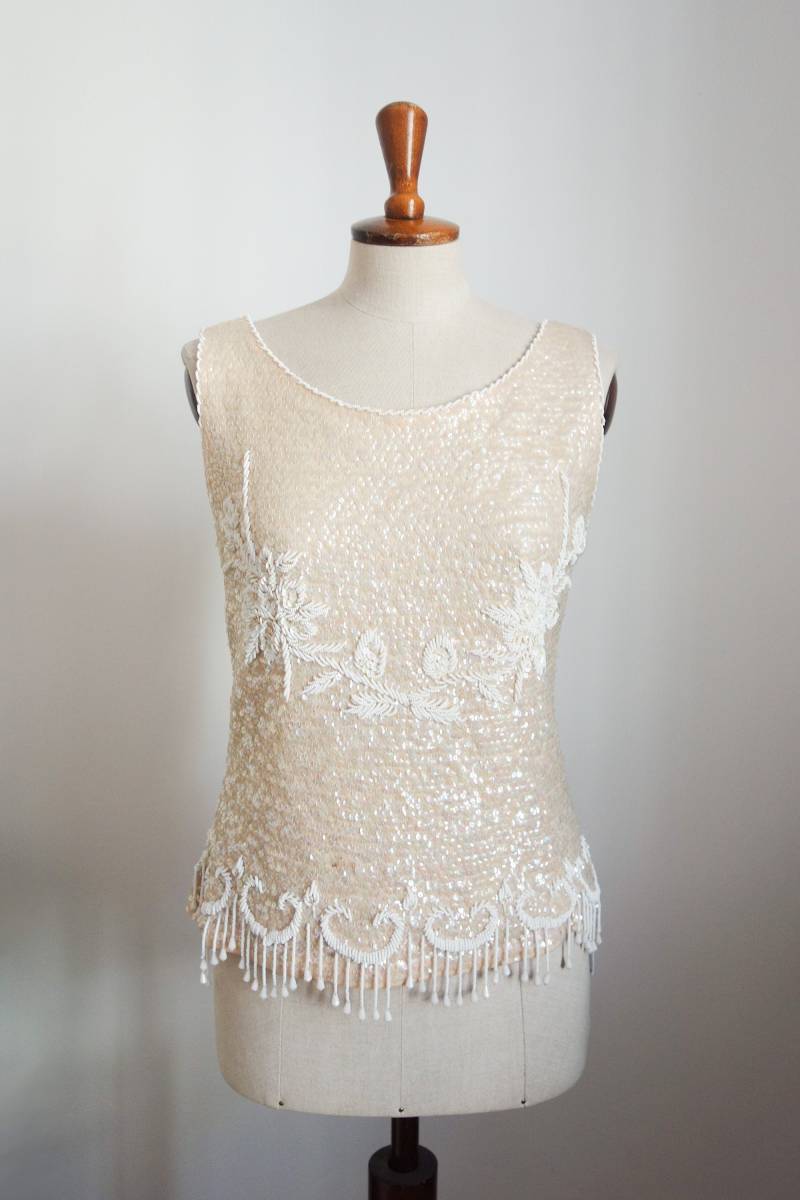 Perlen - Und Paillettenverziertes Top, 50Er Jahre Jahre, True Vintage von VintageundRosenroth