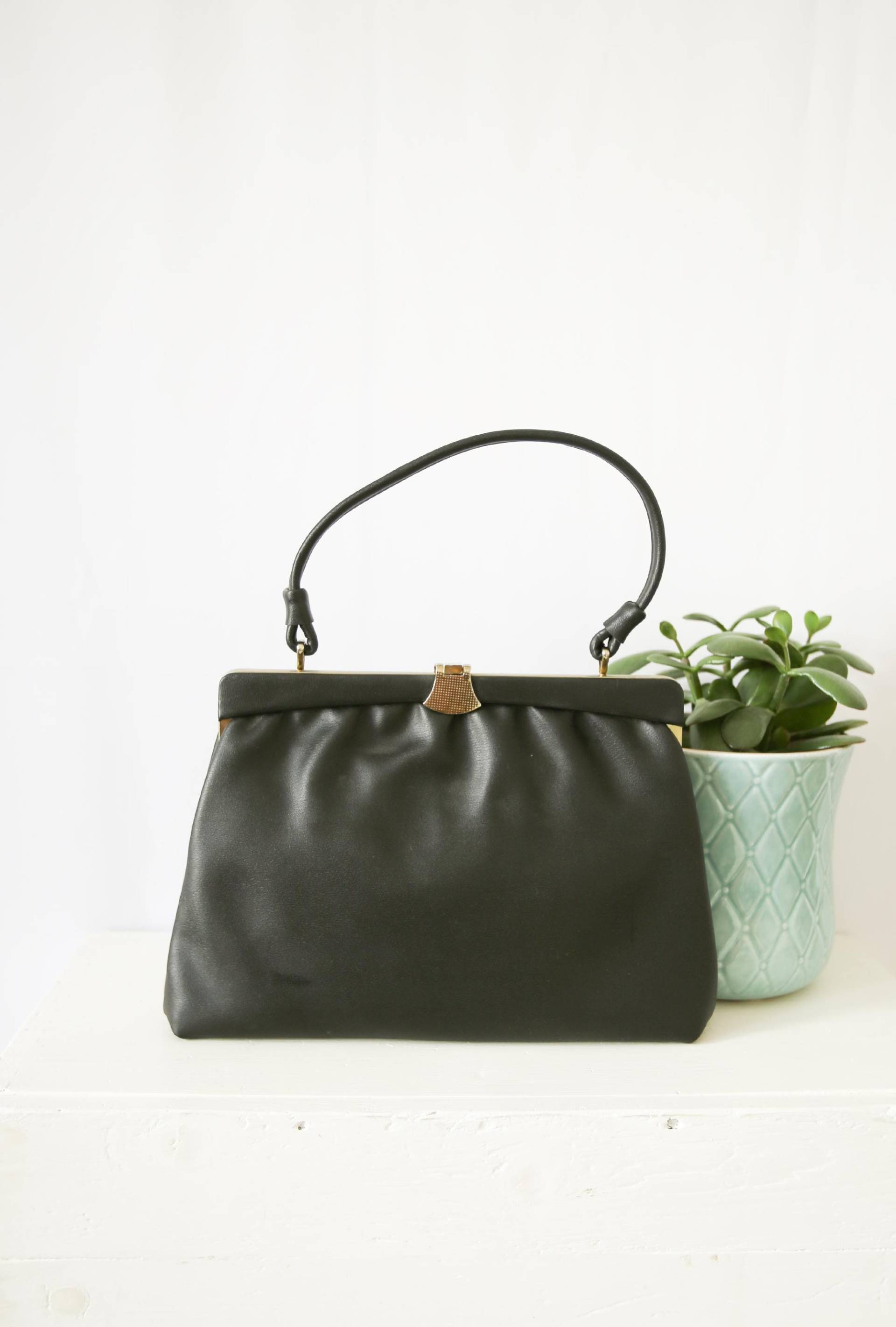 Schwarze Henkeltasche, 50Er Jahre von VintageundRosenroth