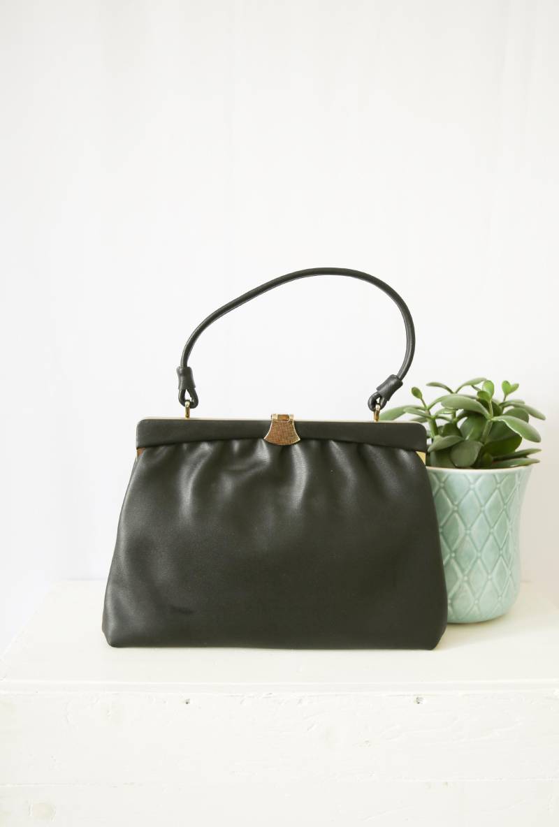 Schwarze Henkeltasche, 50Er Jahre von VintageundRosenroth