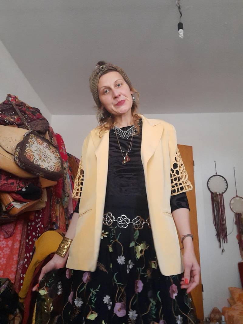 Blazervintagegelbkurzarm42 von Vintagewunderwelt