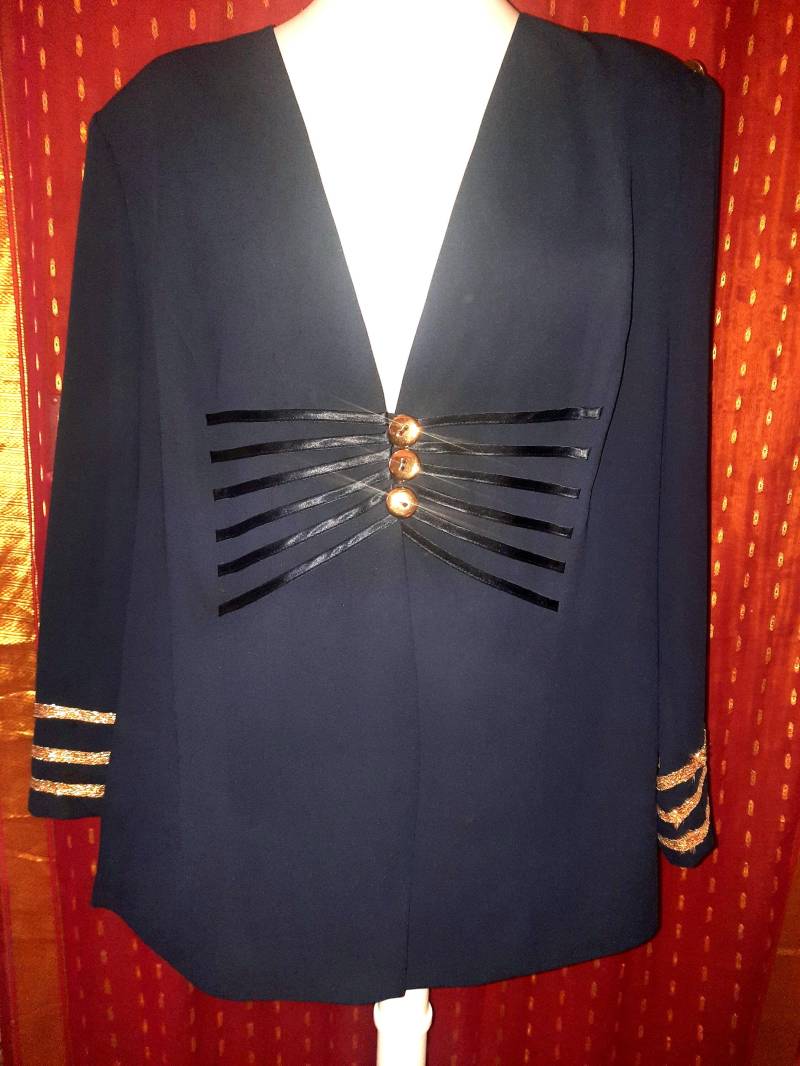 Blusejackevintageblaugold von Vintagewunderwelt