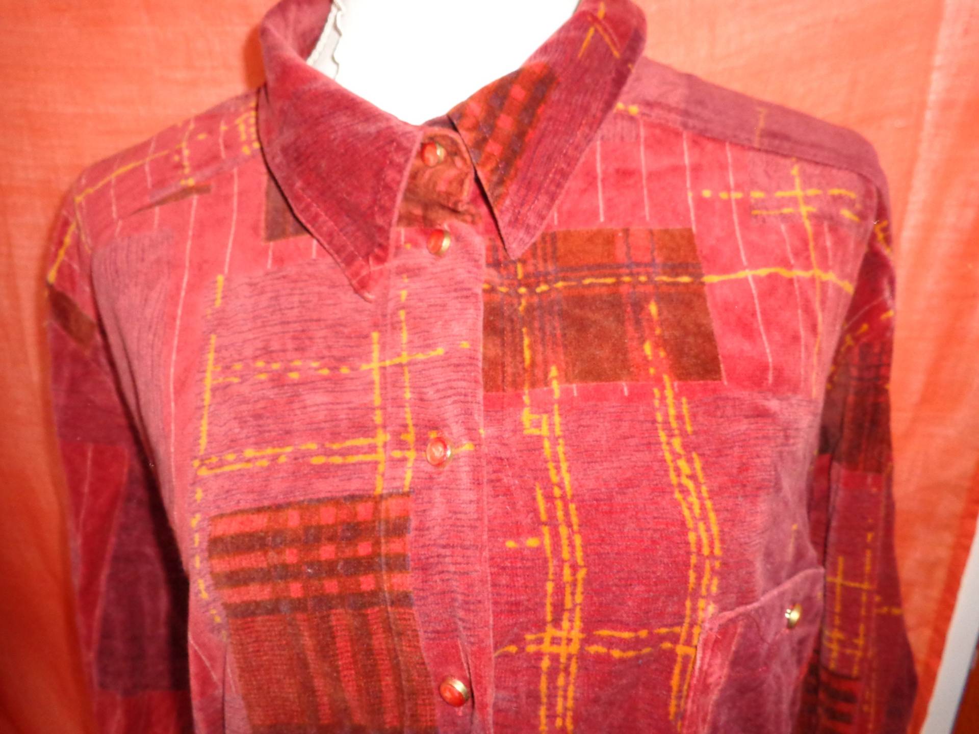 Blusevintagecordkordrotorangexl Blusevintagecordkordrotorangexl von Vintagewunderwelt
