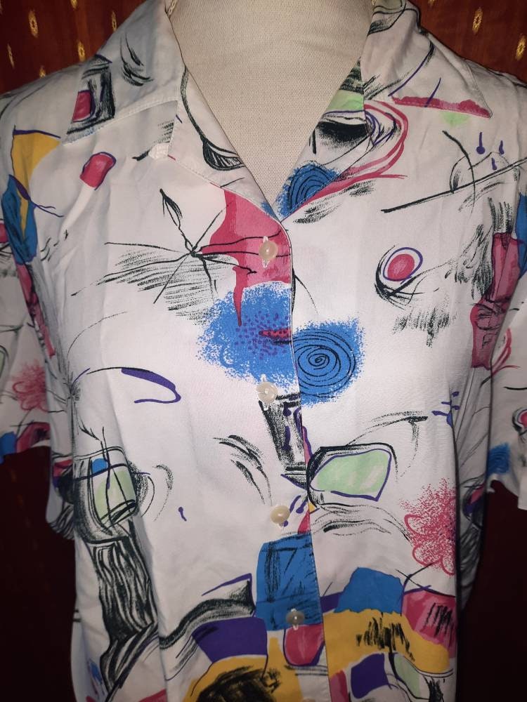 Blusevintagecrazypattern90Er80Erml Blusevintagecrazypattern90Er80Erml von Vintagewunderwelt