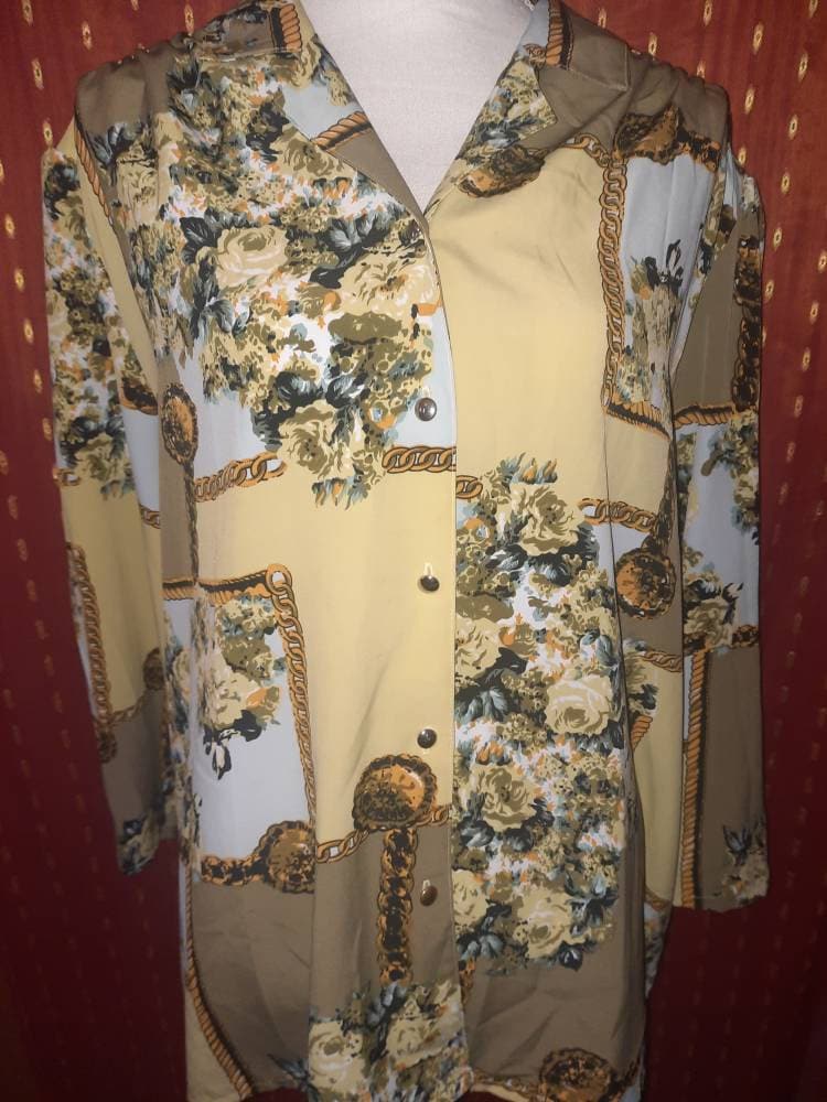 Blusevintagecrazypatternmustermixlxl von Vintagewunderwelt