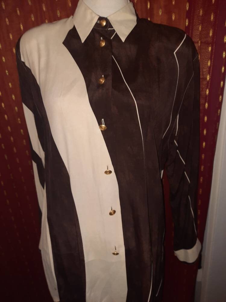 Blusevintagecremebraun38Gold von Vintagewunderwelt