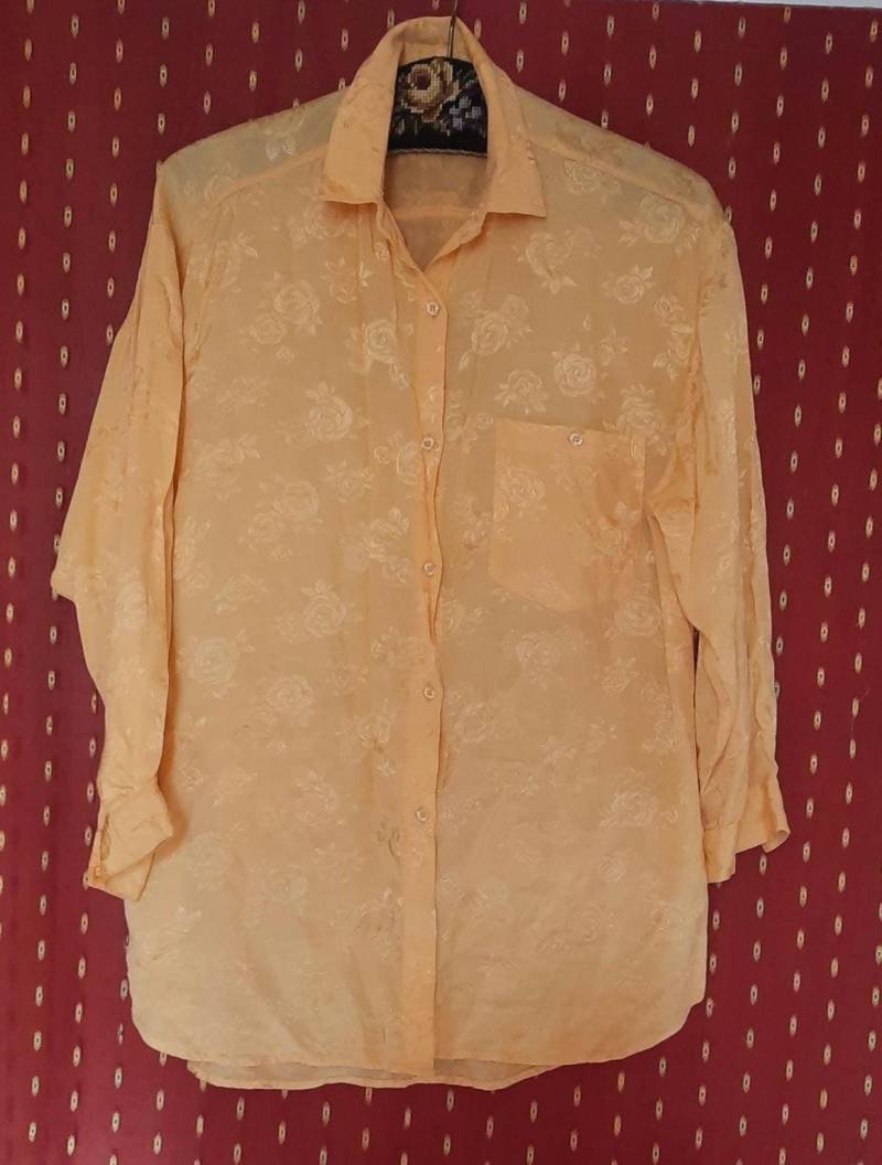 Blusevintagegelb36Oversizedsml von Vintagewunderwelt