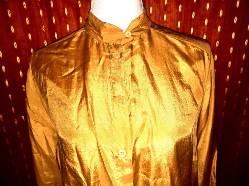 Blusevintagegelbseide42M von Vintagewunderwelt