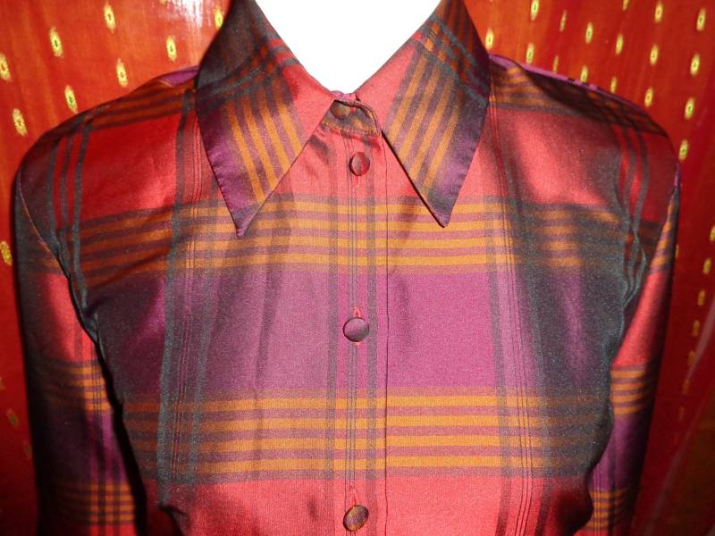 Blusevintagekariert4240 von Vintagewunderwelt