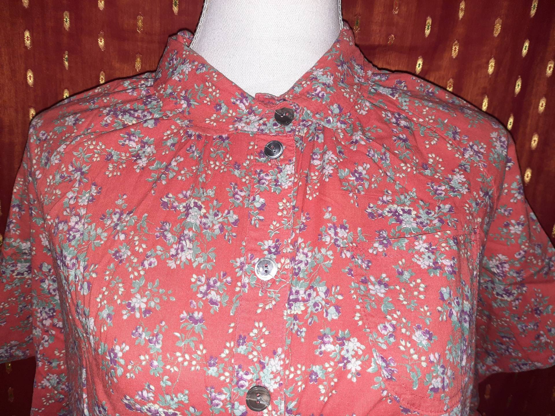 Blusevintagelauraashleyorangeblümchenlxl von Vintagewunderwelt