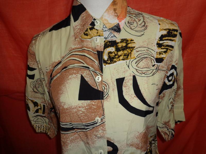 Blusevintagemustermixoversizedviskose von Vintagewunderwelt