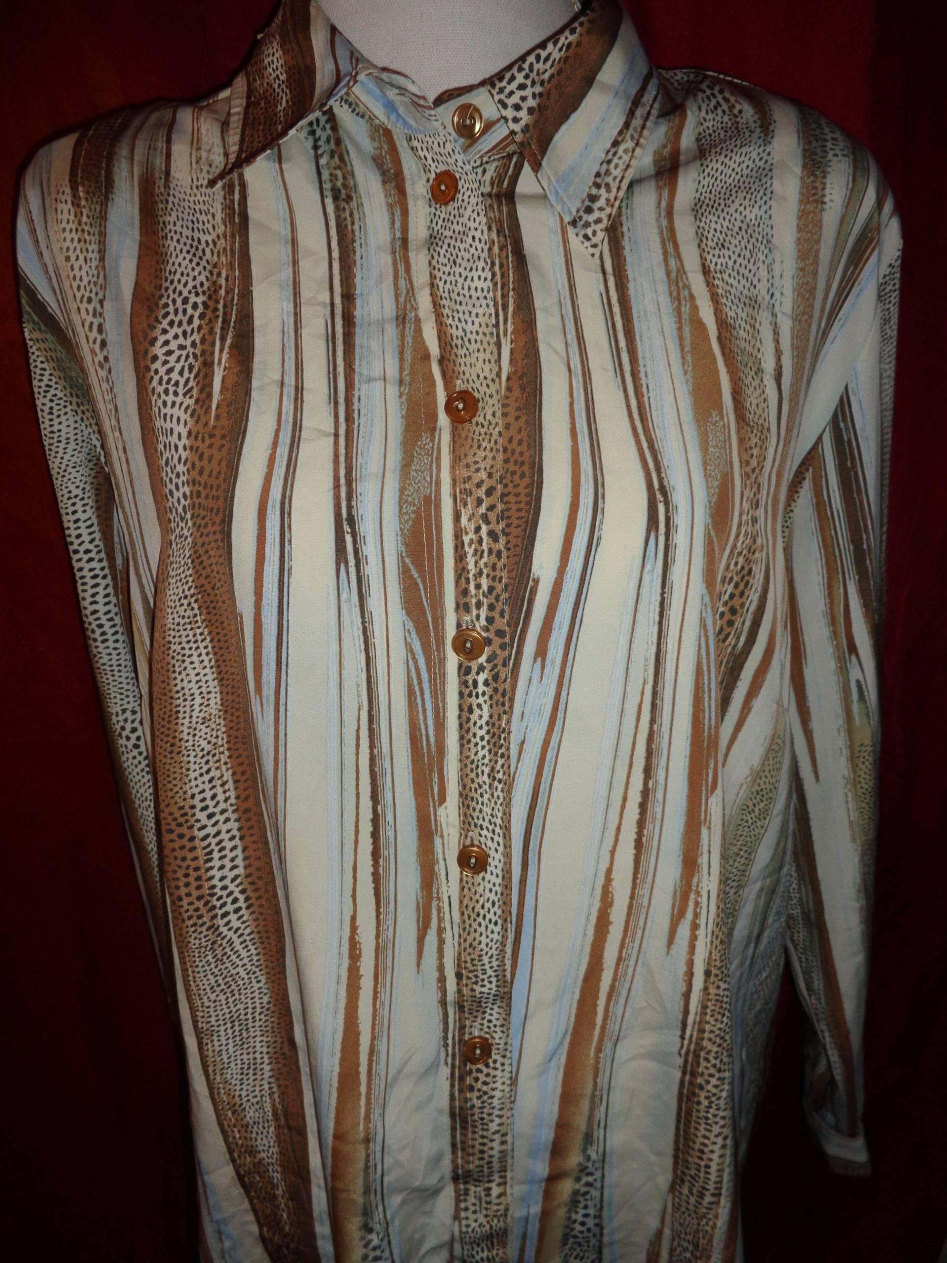Blusevintagestreifenbraunbeigel Blusevintagestreifenbraunbeigel von Vintagewunderwelt