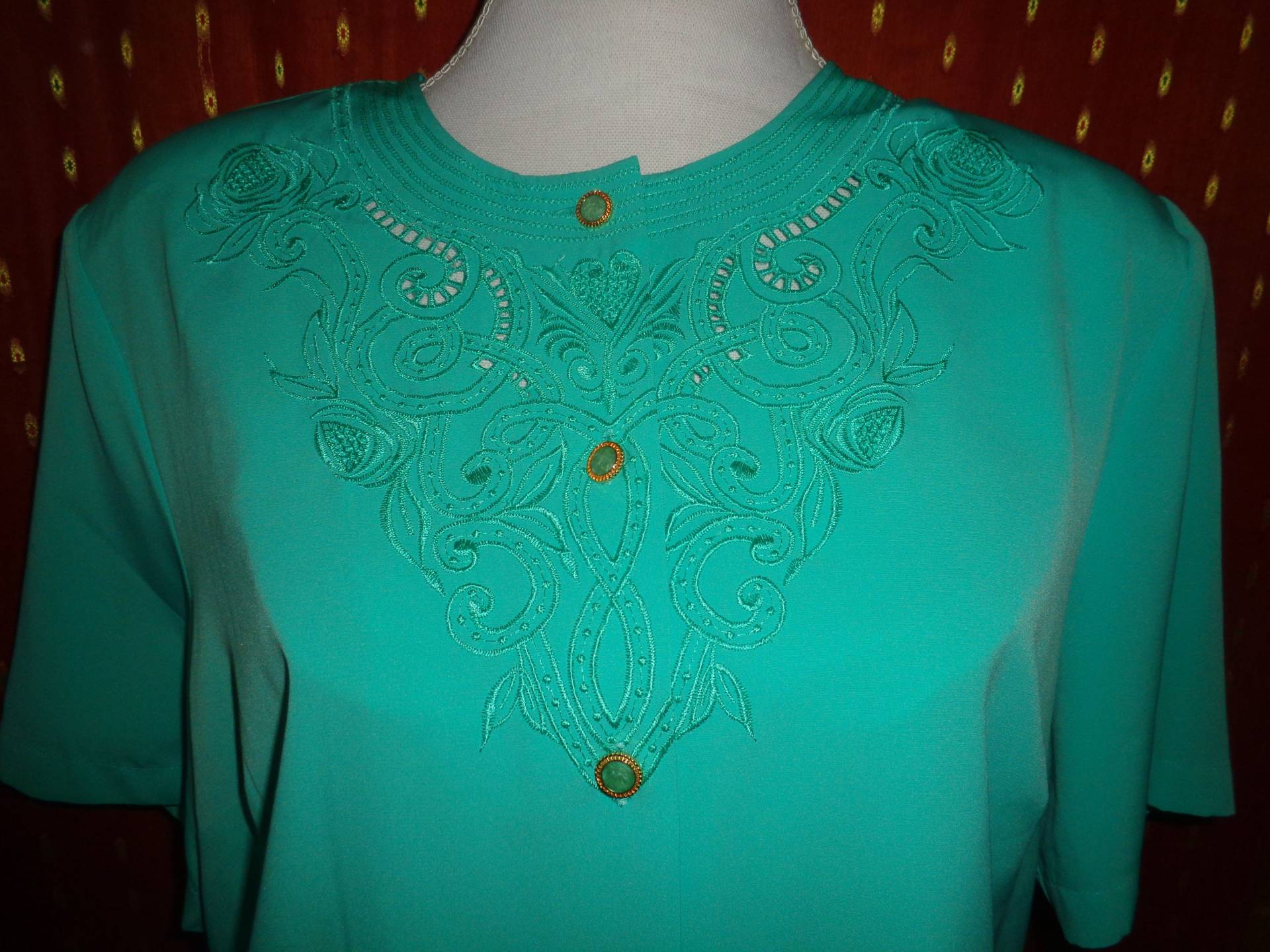Blusevintagetürkislxl von Vintagewunderwelt